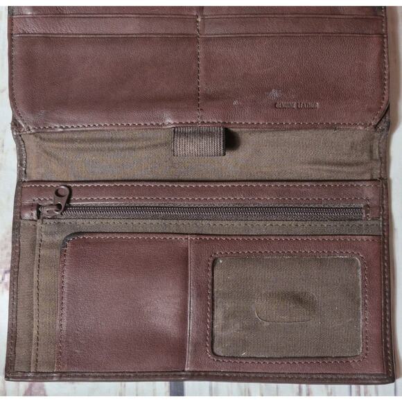 Vintage Fossil Brown Genuine Leather Wallet Many Pockets & Organizers - Picture 7 of 11
